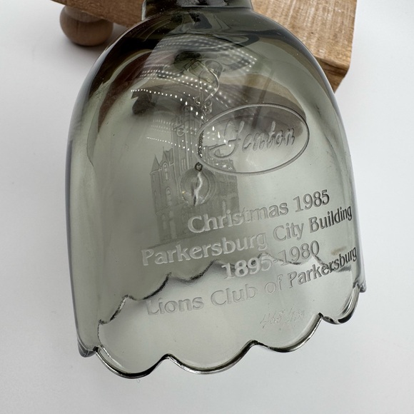 Fenton Elegant Gray Glass Bell with Inscription - Picture 5 of 7